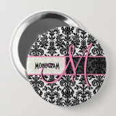 白黒ヴィンテージフローラマスク 缶バッジ (正面&裏面)