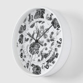 白黒ヴィンテージフローラモダンダイヤル時計 壁時計 (傾斜)