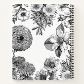 白黒ヴィンテージフローラレシピクックブック ノートブック (裏面)