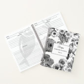 白黒ヴィンテージフローラレシピクックブック ノートブック (内部)