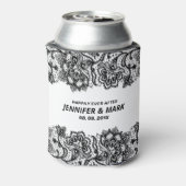 白黒ヴィンテージフローラレース縁ど 缶クーラー (缶裏面)