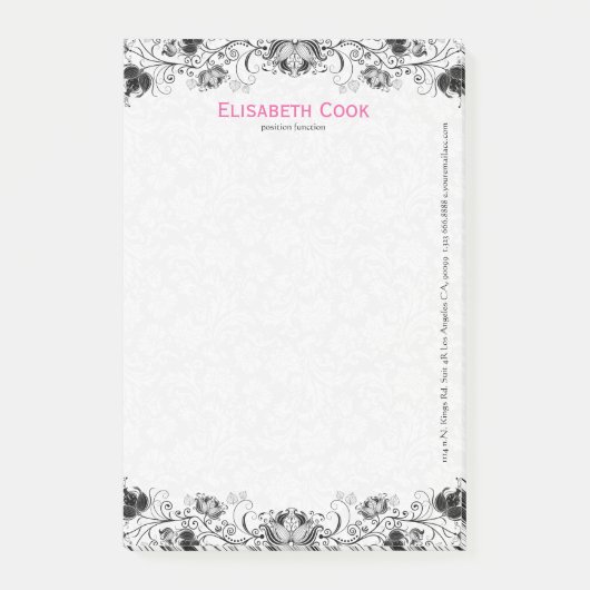 白黒ヴィンテージフローラレース ポストイット (正面)