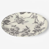 白黒ヴィンテージフローラ紙プレート ペーパープレート (アングル)