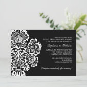 白黒ヴィンテージフローラ結婚式招待状 招待状 (スタンド正面)