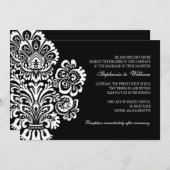 白黒ヴィンテージフローラ結婚式招待状 招待状 (正面/裏面)
