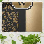 白黒ヴィンテージフローラ キッチンタオル (折り畳み)