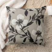 白黒ヴィンテージフローラ クッション (ブランケット)