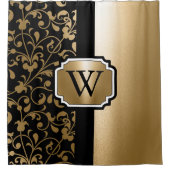 白黒ヴィンテージフローラ シャワーカーテン (正面)