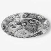 白黒ヴィンテージフローラ ペーパープレート (アングル)