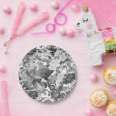 白黒ヴィンテージフローラ ペーパープレート (パーティー)