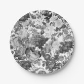 白黒ヴィンテージフローラ ペーパープレート (正面)