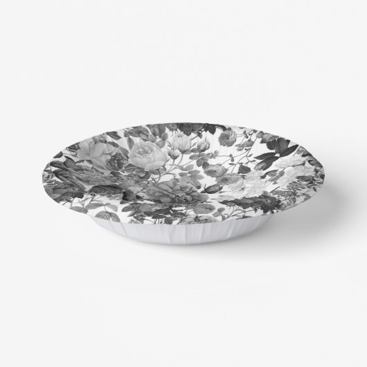 白黒ヴィンテージフローラ ペーパーボウル (傾斜あり)