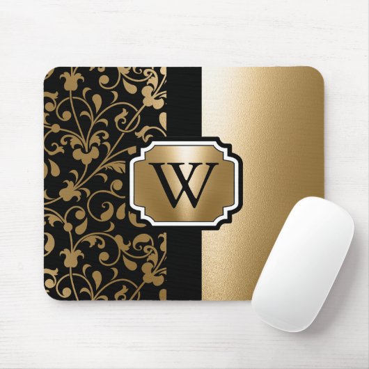 白黒ヴィンテージフローラ マウスパッド (マウス)