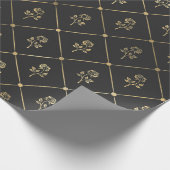 白黒ヴィンテージフローラ ラッピングペーパー (角)
