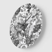 白黒ヴィンテージフローラ  ラージ壁時計 (傾斜)