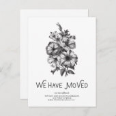 白黒ヴィンテージフローラ | 住所の変更 案内ポストカード (正面/裏面)