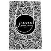 白黒ヴィンテージペイズリーダマスク ミディアムペーパーバッグ (正面)