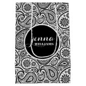 白黒ヴィンテージペイズリーダマスク ミディアムペーパーバッグ (裏面)