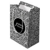 白黒ヴィンテージペイズリーダマスク ミディアムペーパーバッグ (裏面アングル)