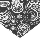 白黒ヴィンテージペイズリーパターン ショートテーブルランナー (コーナー)