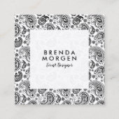 白黒ヴィンテージペイズリーパターン スクエア名刺 (正面)