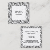 白黒ヴィンテージペイズリーパターン スクエア名刺 (正面/裏面)