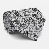 白黒ヴィンテージペイズリーパターン ネクタイ (ロール)