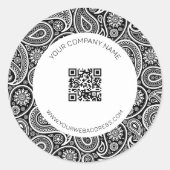 白黒ヴィンテージペイズリーパターン ラウンドシール (正面)