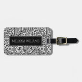 白黒ヴィンテージペイズリーパターン ラゲッジタグ (正面横)