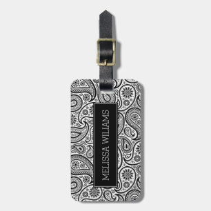 白黒ヴィンテージペイズリーパターン ラゲッジタグ