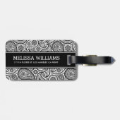 白黒ヴィンテージペイズリーパターン ラゲッジタグ (裏面横)