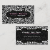 白黒ヴィンテージペイズリーパターン 名刺 (正面/裏面)