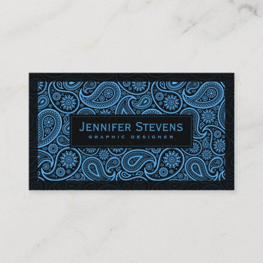 白黒ヴィンテージペイズリー 名刺 (正面)