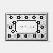 白黒ヴィンテージモザイクタイルデザイン食器室 ドアマット (正面)