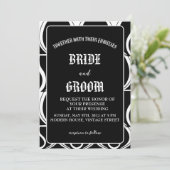 白黒ヴィンテージモダンアールデコ結婚 招待状 (スタンド正面)
