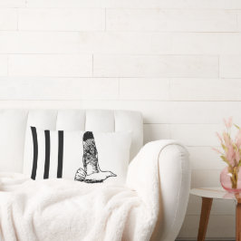 白黒ヴィンテージモダンフローラ ランバークッション