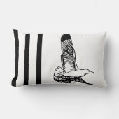 白黒ヴィンテージモダンフローラ ランバークッション (正面)