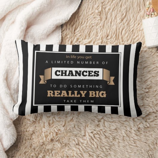 白黒ヴィンテージモダン感動的引用文 ランバークッション (ブランケット)