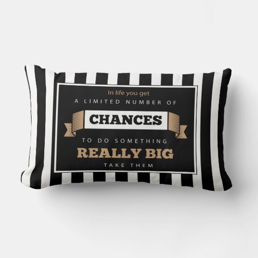 白黒ヴィンテージモダン感動的引用文 ランバークッション (正面)