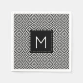 白黒ヴィンテージモノグラム スタンダードカクテルナプキン (正面)