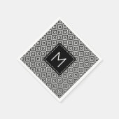 白黒ヴィンテージモノグラム スタンダードカクテルナプキン (角)