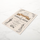 白黒ヴィンテージレトロ結婚式招待状 箔招待状 (回転した状態)