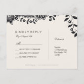 白黒ヴィンテージレースエレガントウェディングRSVP インビテーションポストカード (裏面)