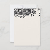 白黒ヴィンテージレースエレガントウェディングRSVP 出欠カード (裏面)