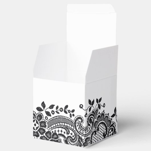白黒ヴィンテージレースエレガント結婚式の引き出物 フェイバーボックス (オープン)