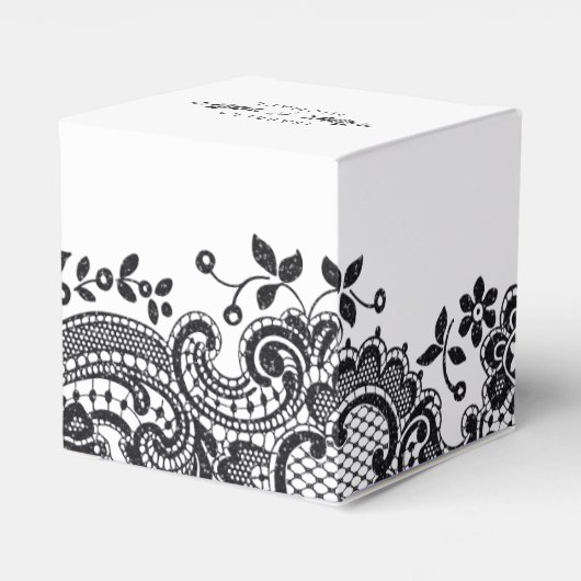 白黒ヴィンテージレースエレガント結婚式の引き出物 フェイバーボックス (裏面サイド)