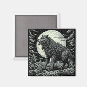 白黒ヴィンテージ人狼アイアート マグネット (正面/裏面)