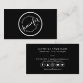 白黒ヴィンテージ円スタンプロゴ 名刺 (正面/裏面)