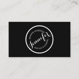 白黒ヴィンテージ円スタンプロゴ 名刺