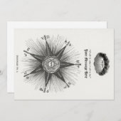 白黒ヴィンテージ占星術〔占星術の〕十二宮図、占星術 招待状 (正面/裏面)